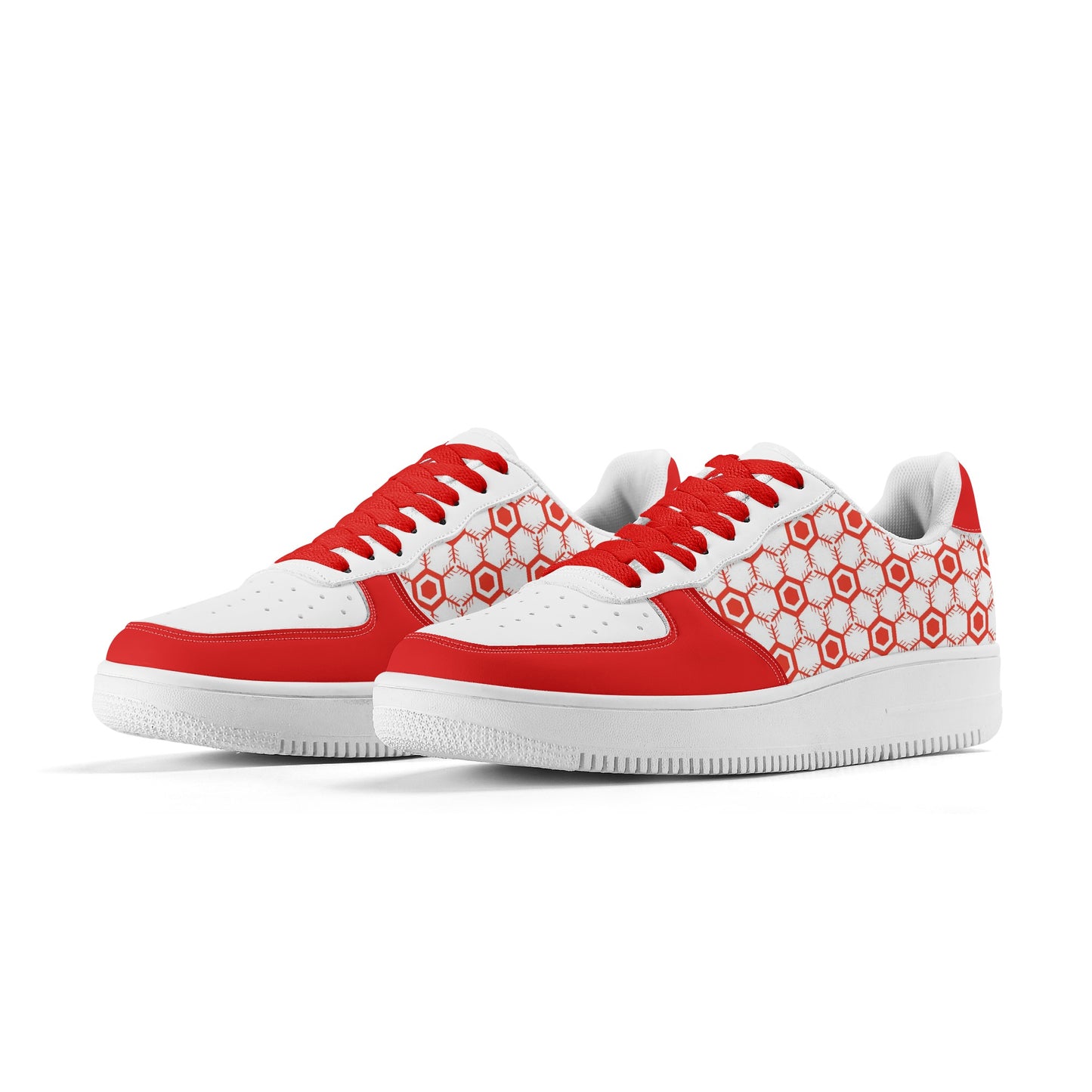 Womens Red and White AZ Low Top Leather Sneakers