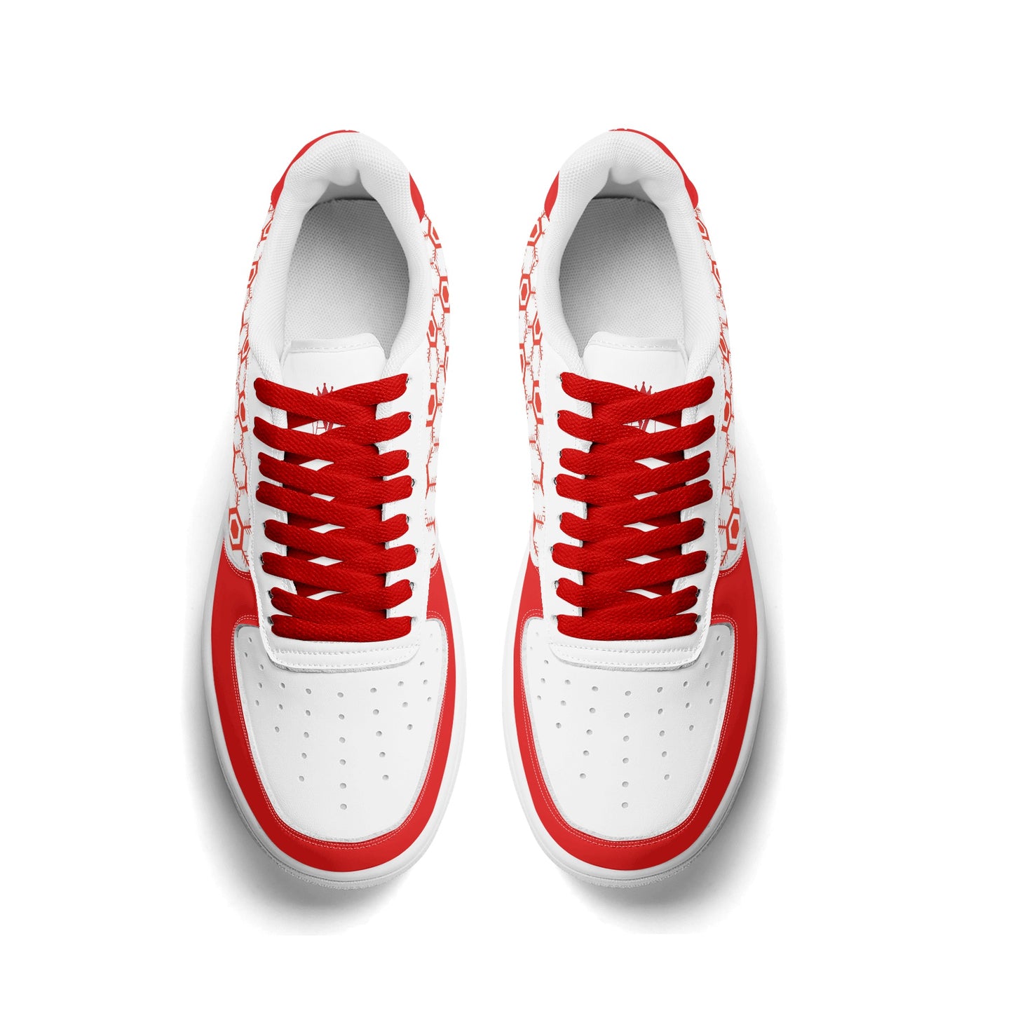 Womens Red and White AZ Low Top Leather Sneakers