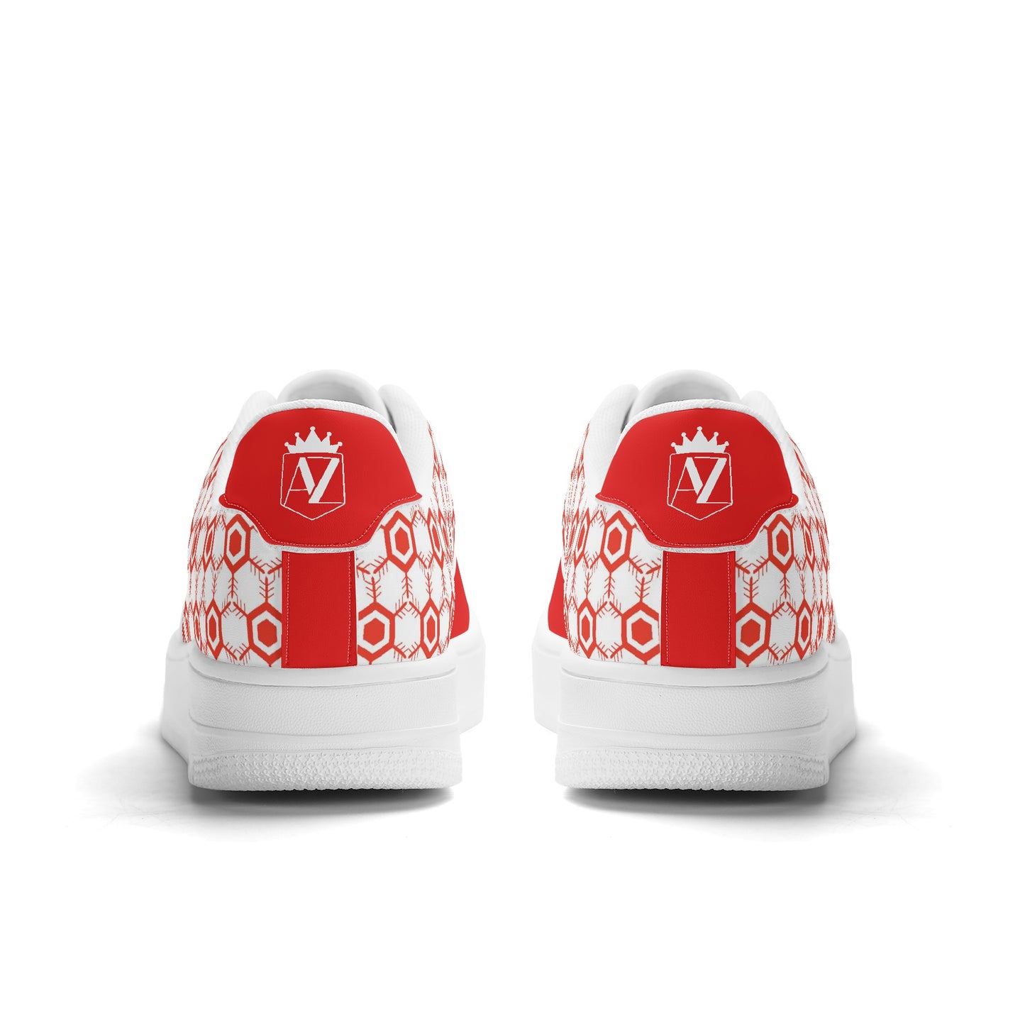 Womens Red and White AZ Low Top Leather Sneakers