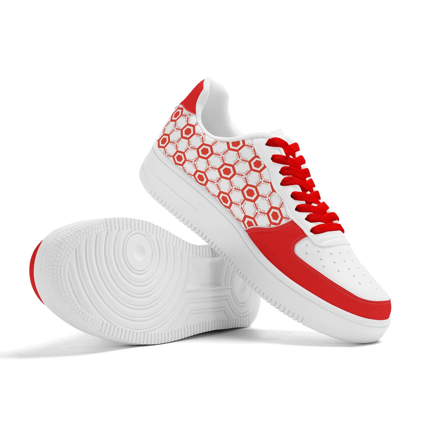 Womens Red and White AZ Low Top Leather Sneakers