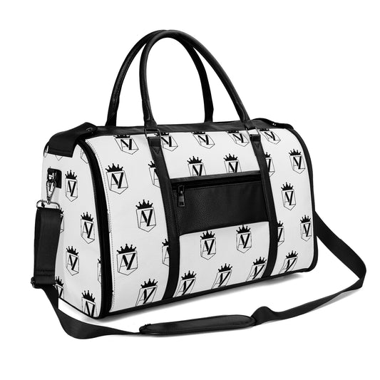 AZ Foldable Leather Duffle Travel Bag - White