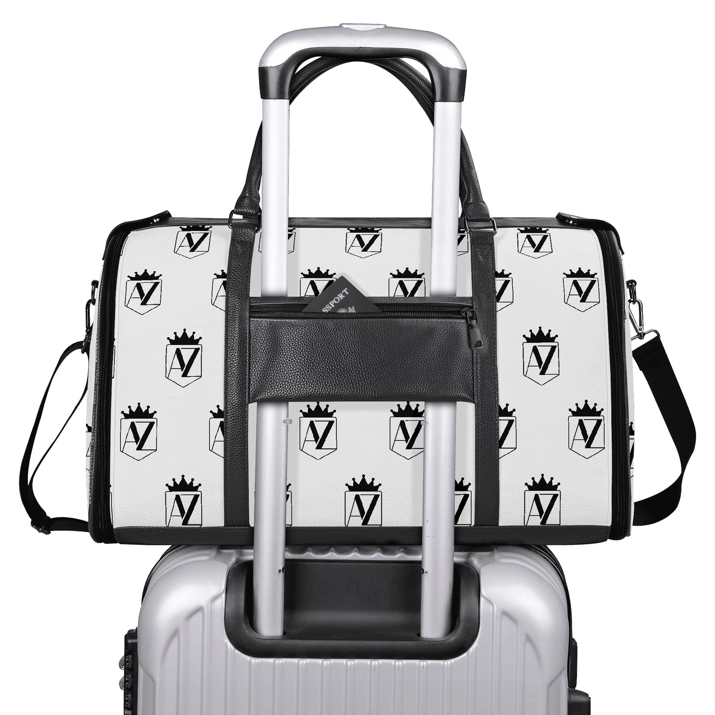 AZ Foldable Leather Duffle Travel Bag - White